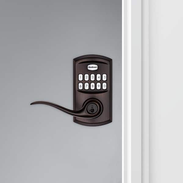 SmartCode 917 Venetian Bronze Keypad Electronic Single-Cylinder Tustin Door Handle Featuring SmartKey Security
