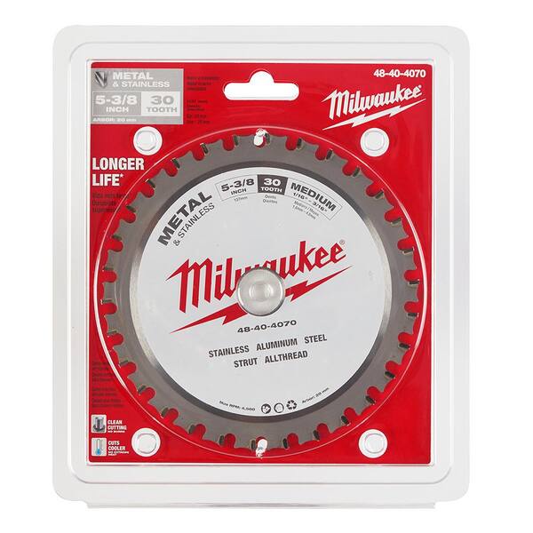 Milwaukee 5-3/8 in. x 30-Tooth Carbide Metal and Stainless Circular Saw Blade and 5-3/8 in. x 36-Tooth Fine Finish Blade (2-Pack)