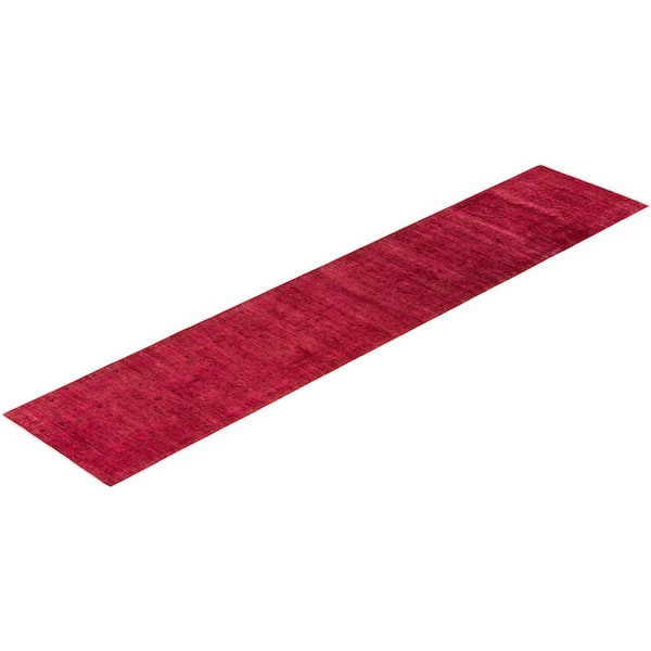 Overdyed Pink 3 ft. x 15 ft. Solid Wool Indoor Runner Rug