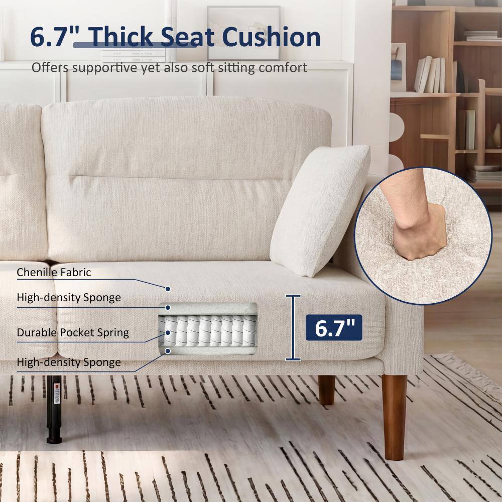 Diagram showing the internal construction of the 6.7-inch thick seat cushion.
