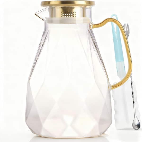 74 fl. oz. Borosilicate Glass Heavy-Duty Water Pitcher with Lid for Juice, Milk, Cold or Hot Beverages