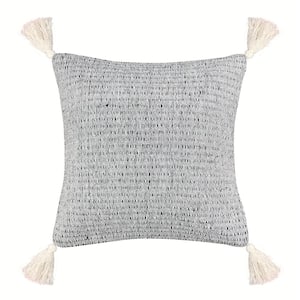 Madeline Cotton Tassel Decorative Pillow 18 in. x 18 in. Grey