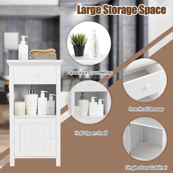 HABITRIO Tall Freestanding Storage Cabinet Bathroom Cabinet with Drawers  Shelves