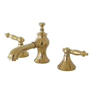 Templeton 8 in. Widespread 2-Handle Bathroom Faucets with Brass Pop-Up in Polished Brass