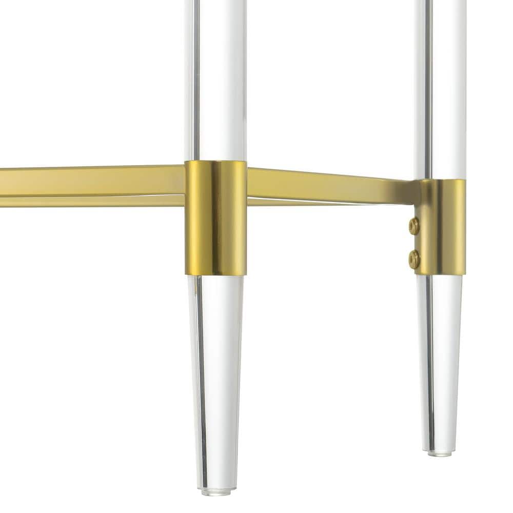 Elegant Gold Chrome and Clear Glass 2-Tier Console Table with Acrylic Legs