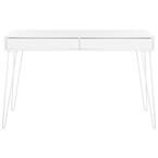 48 in. Rectangular White 2 Drawer Writing Desk with Built-In Storage
