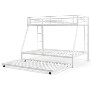 White Twin Over Full Bunk Bed with Trundle