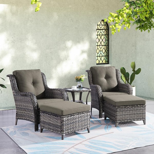 3 Piece Gray Wicker Patio Sectional And Ottoman Set 3 Piece Gray Wicker Patio Sectional And Ottoman Set