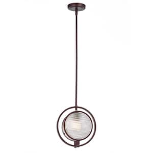 Cartwright 1-Light Oil Rubbed Bronze Industrial Pendant Light with Headlight Glass