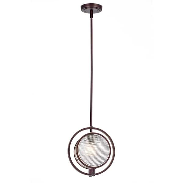 Edvivi Cartwright 1-Light Oil Rubbed Bronze Industrial Pendant Light with Headlight Glass