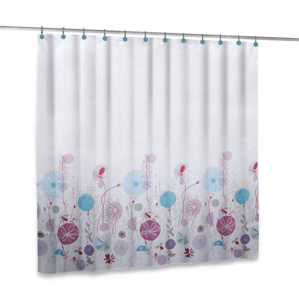 Elegant Home Fashions Polyester Shower Curtain in a Flower Design-DISCONTINUED