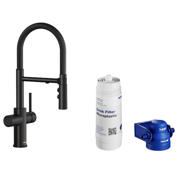 Catris Matte Black 19.125 in. H Pull Down Sprayer Kitchen Faucet with 360° Spout Swivel