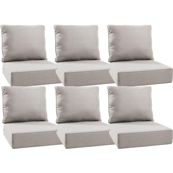22 in. W x 24 in. D x 6 in. T 12-Piece Water and Fade Resistant Outdoor Lounge Chair Replacement Cushion Set in Beige