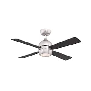 Kwad 44 in. Integrated LED Brushed Nickel Ceiling Fan with Opal Frosted Glass Light Kit and Remote Control