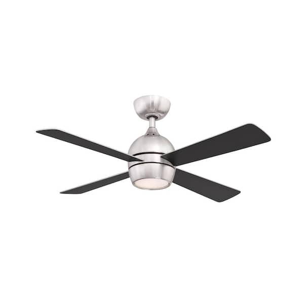 FANIMATION Kwad 44 in. Integrated LED Brushed Nickel Ceiling Fan with Opal Frosted Glass Light Kit and Remote Control