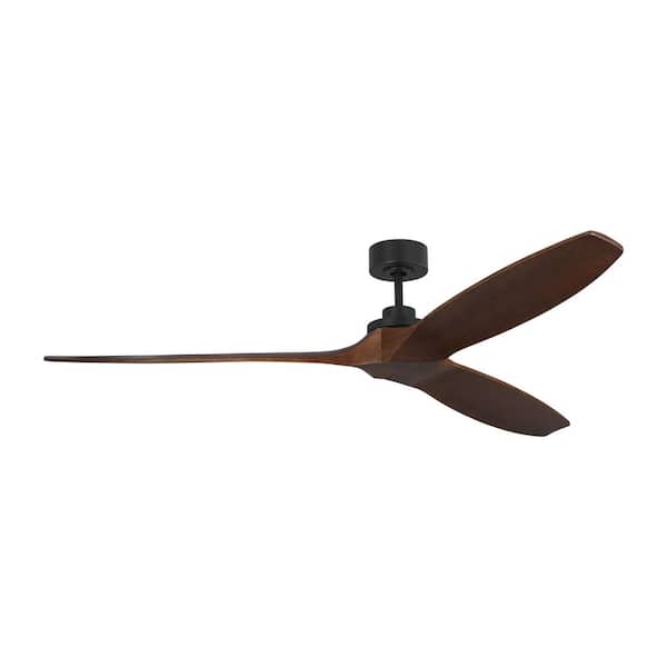 Collins Smart 70 in. Midnight Black Downrod Mount Standard Ceiling Fan with Remote and Dark Walnut Blades