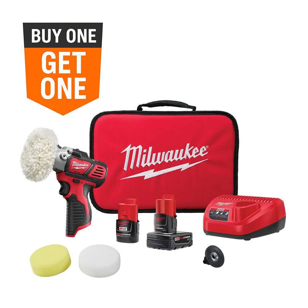 Milwaukee M12 12V Lithium-Ion Cordless Variable Speed Polisher/Sander Kit W/(2) M12 Batteries, Accessories, Charger & Tool Bag 2438-22X - The Home Depot