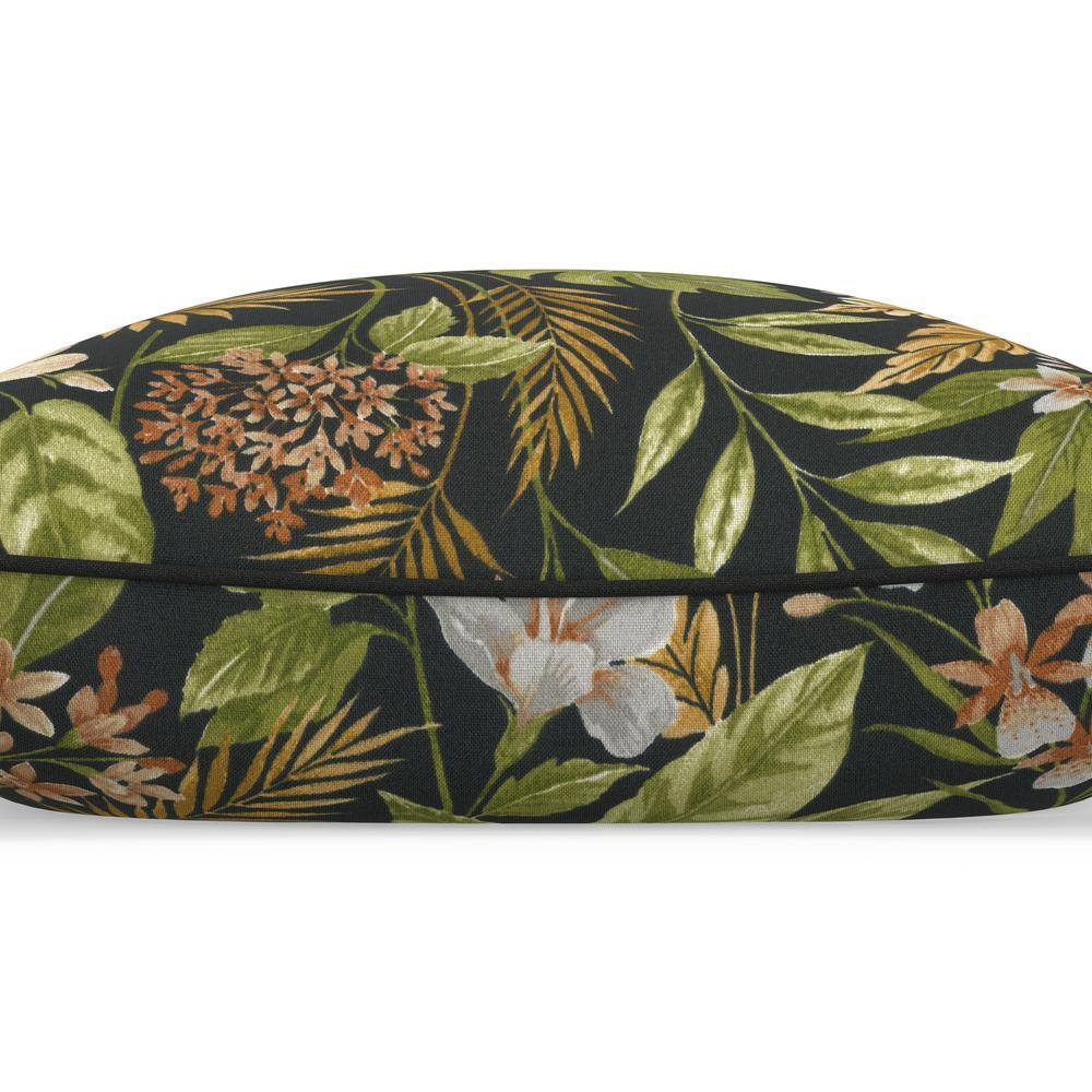 Tropic Floral Black and Green Outdoor Lumbar Pillow Set