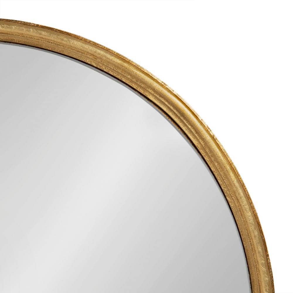 28" Luxe Gold Finish Round Wooden Wall Mirror