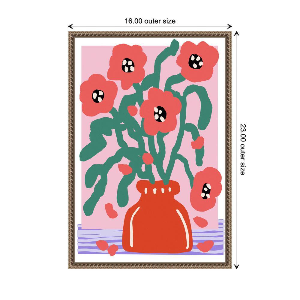 Treechild Floral Impression Red and Green Framed Canvas Art 16 x 23