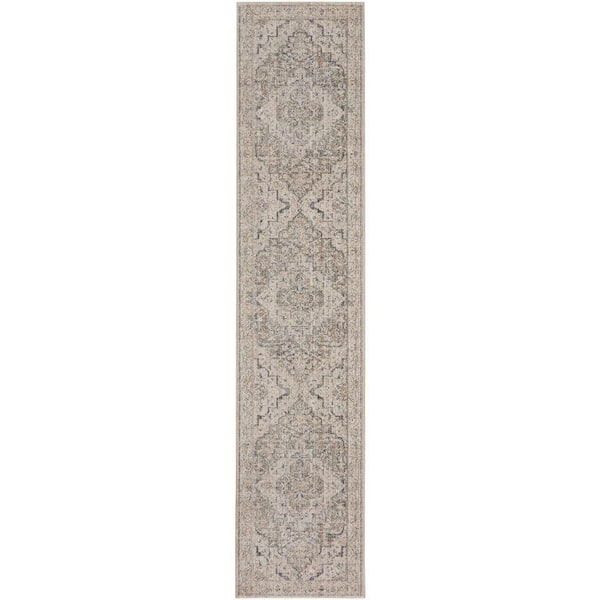 Nourison Nyle Ivory Taupe 2 ft. x 10 ft. Vintage Persian Kitchen Runner Area Rug