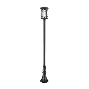 Jordan 1-Light Black 114 in. Aluminum Hardwired Outdoor Weather Resistant Post Light Set with No Bulb Included
