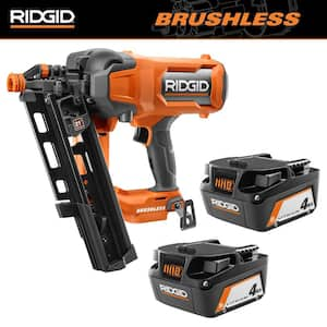 18V Brushless Cordless 21° 3-1/2 in. Framing Nailer with 18V Lithium-Ion 4.0 Ah Battery (2-Pack)