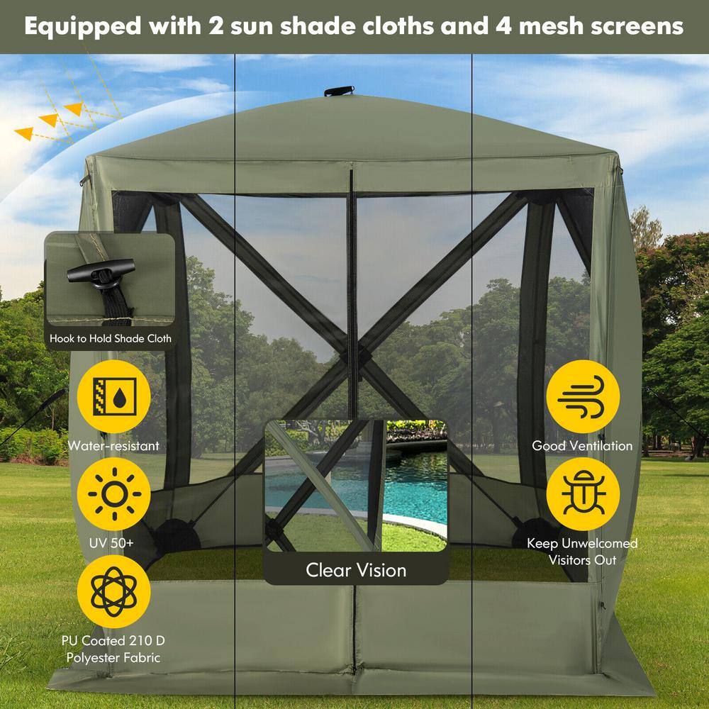 Green 6.7 ft x 6.7 ft Pop-Up Gazebo with Mesh Netting and Carry Bag