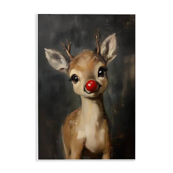 Red Nose Baby Reindeer by Lettered and Lined 1-Piece Unframed Graphic Animal Art Print 19 in. x 13 in.