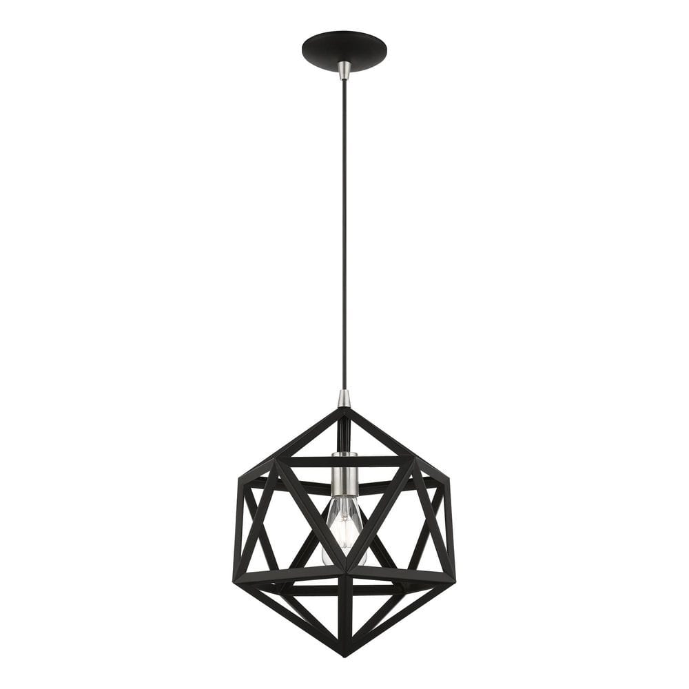 Black and Brushed Nickel Geometric Mini Pendant Light