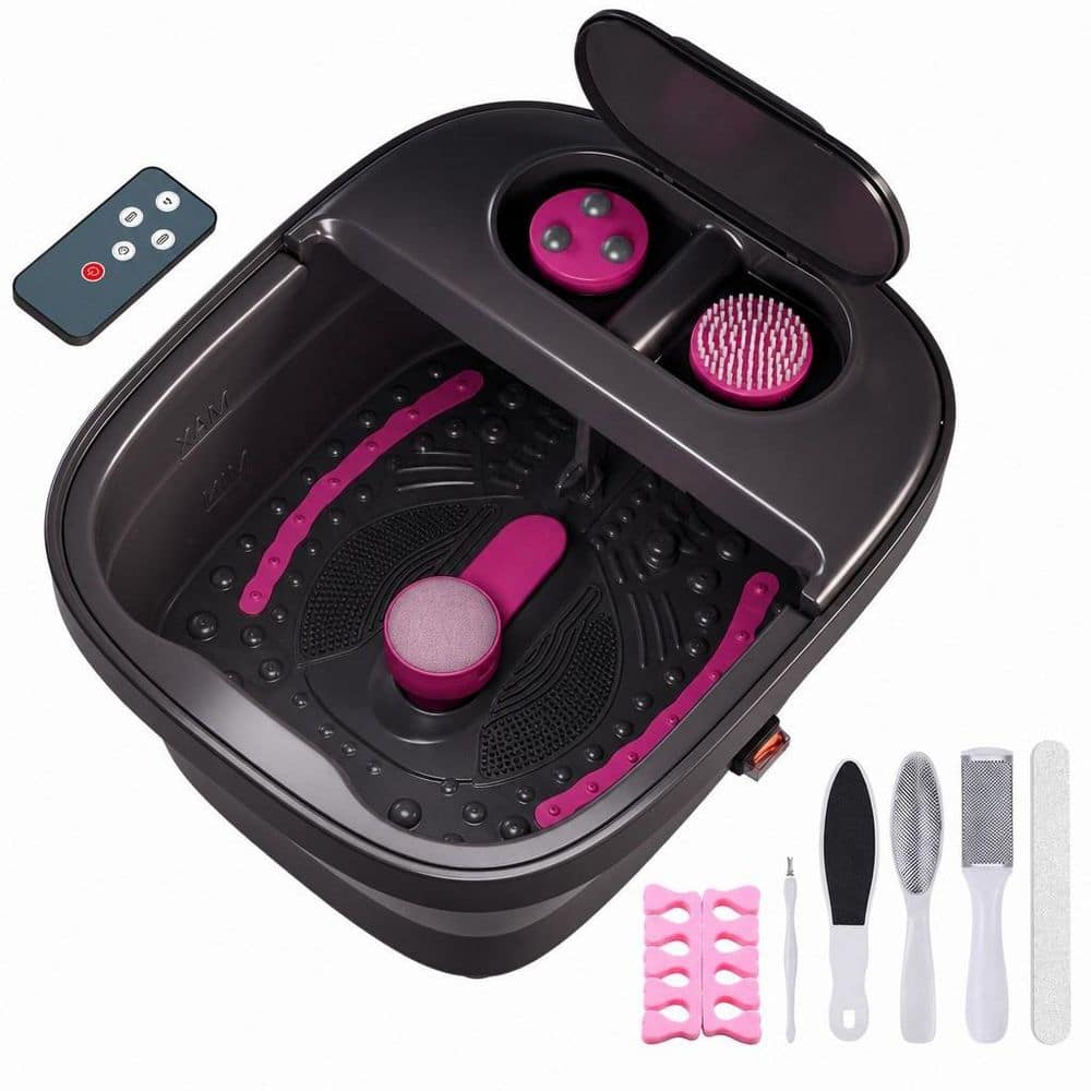 Collapsible Foot Spa Bath Massager with Heat, Bubble, Remote Control, Temperature Control, 3-Pedicure Attachments