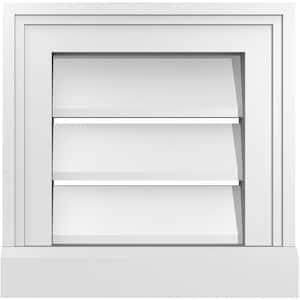 12 in. x 12 in. Vertical Surface Mount PVC Gable Vent: Functional with Brickmould Sill Frame