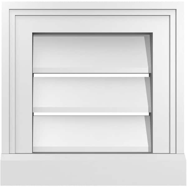 Ekena Millwork 12 in. x 12 in. Vertical Surface Mount PVC Gable Vent: Functional with Brickmould Sill Frame