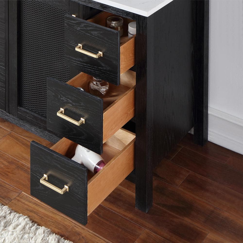 Hadiya 42" Black Oak Vanity with Composite Stone Countertop