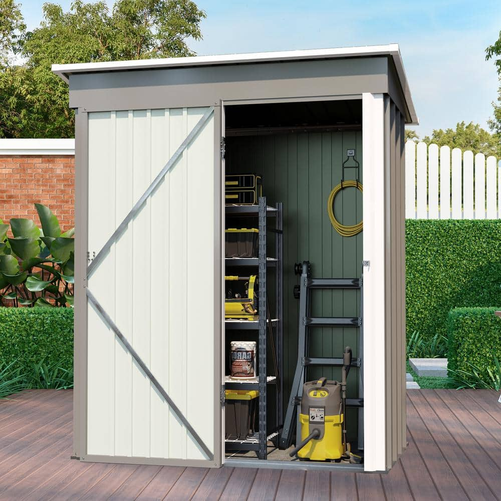 5 ft. W x 3 ft. D Metal Outdoor storage Shed, Tool Shed and Tilted Roof ...