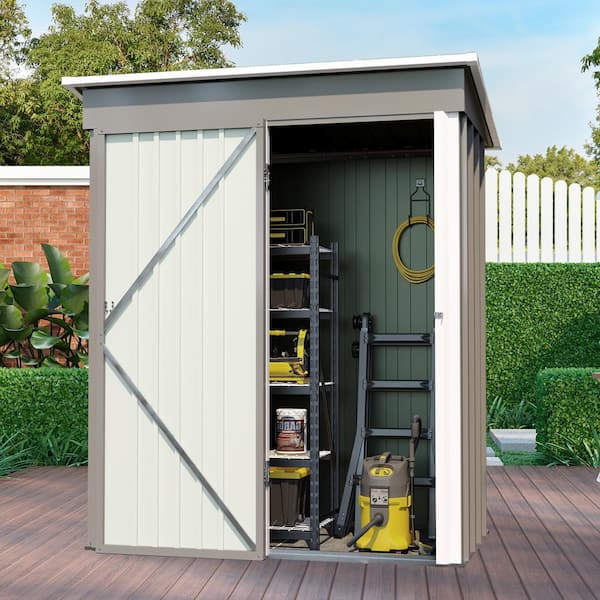 Unbranded 5 ft. W x 3 ft. D Metal Outdoor storage Shed, Tool Shed and Tilted Roof, with Lock Door, 15 sq. ft. Gray