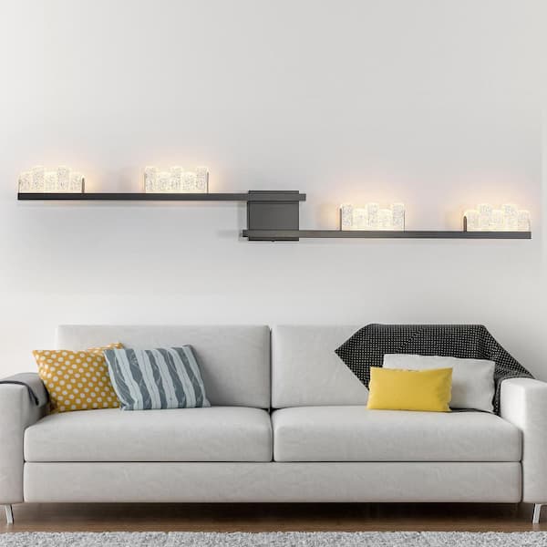 47.24 in. Black Dimmable LED Wall Sconce with Clear Acrylic Shade for Living Room and Bedroom