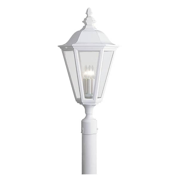 Generation Lighting Brentwood 3-Light Outdoor White Post Top