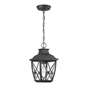 Belmont 1-Light Black Outdoor Hanging Lantern with Clear Glass Shade