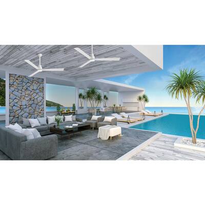 Simple 52 in. Indoor/Outdoor Flat White Ceiling Fan with Remote Control