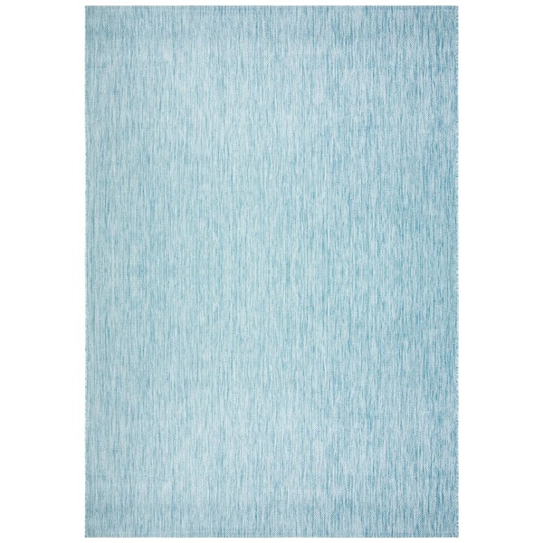 Courtyard Aqua 8 ft. x 11 ft. Solid Indoor/Outdoor Patio  Area Rug