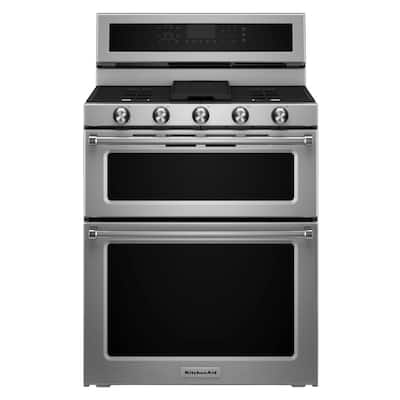 6.7 cu. ft. Double Oven Dual Fuel Gas Range with Self-Cleaning Convection Oven in Stainless Steel