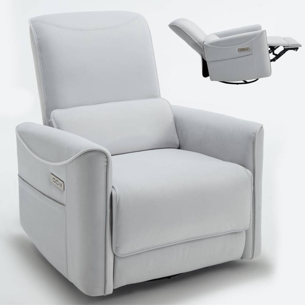 Boyel Living Beige Swivel and Rocker Power Recliner Chair, Heavy Duty ...