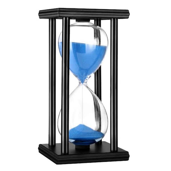 Afoxsos Blue Sand Hourglass 30-Minutes Timer with Wooden Stand for Creative Gifts Room and Office Decor