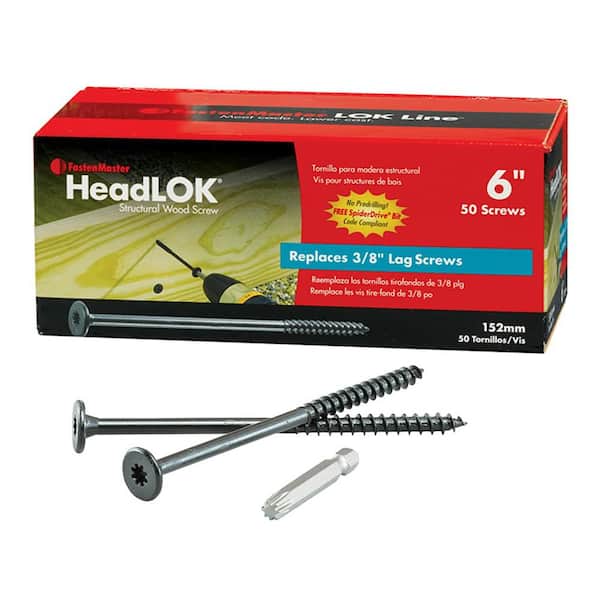 FastenMaster HeadLOK Structural Wood Screws – 6 inch flat head wood screws – Black (50 Pack)