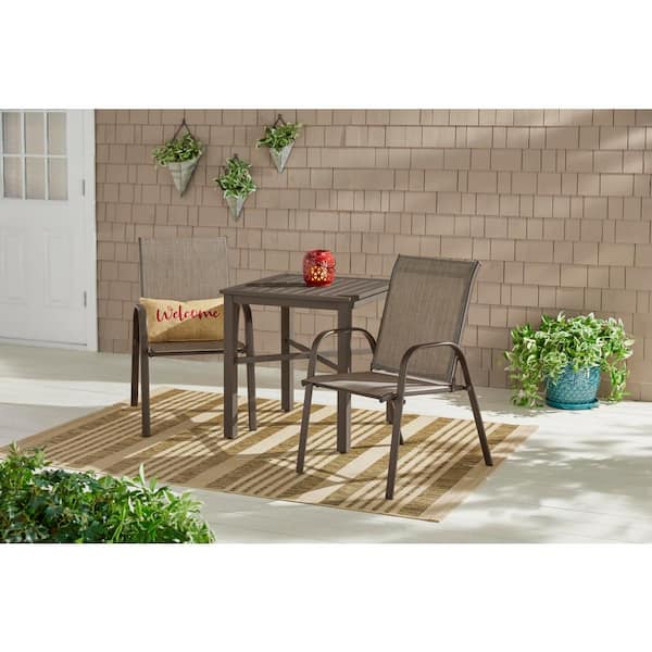 Mix Match Riverbed Taupe Tan Dining Chair 2-Pcs Steel Sling Outdoor Patio Seat