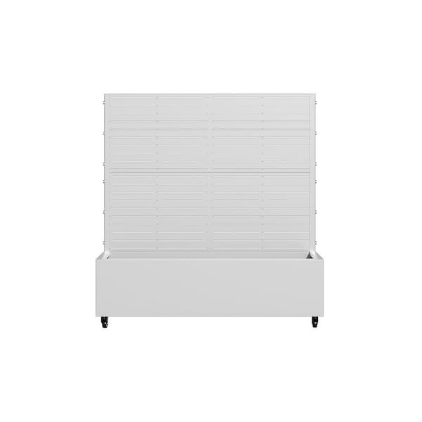 SpassWay 4 ft. H x 4 ft. W Metal Planter Box Privacy Screen Garden Bed with Trellis and Wheels-White