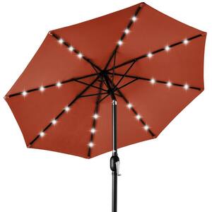 10 ft. Market Solar LED Lighted Tilt Patio Umbrella w/UV-Resistant Fabric in Rust Orange