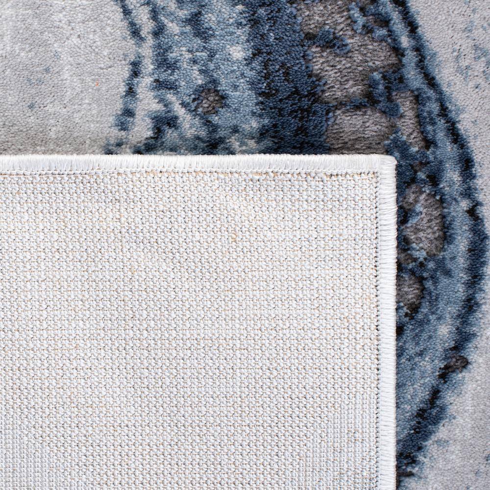 Abstract Blue-Grey Swirl Synthetic 27'' Hand-Knotted Runner Rug