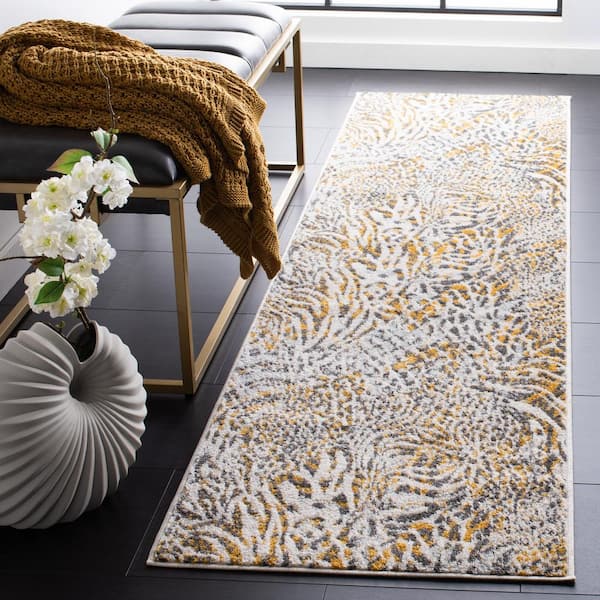 Amsterdam Beige/Gold 2 ft. x 8 ft. Animal Print Runner Rug